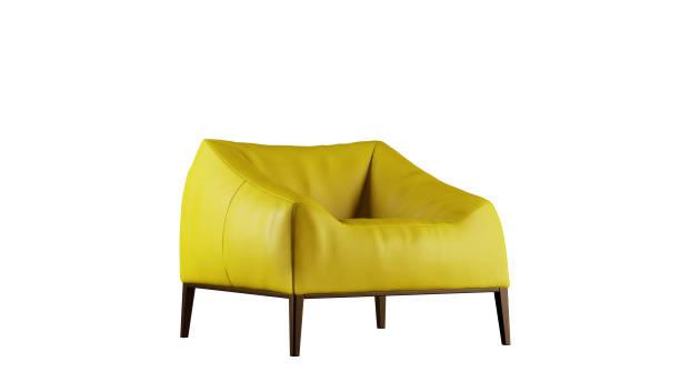 E-FURNITURE Winfrey Lazy chair Leatherette finish in mustard yellow colour - E-FURNITURE