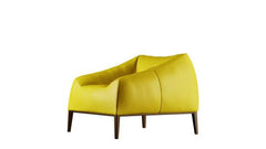 E-FURNITURE Winfrey Lazy chair Leatherette finish in mustard yellow colour - E-FURNITURE