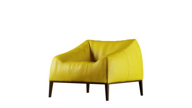 E-FURNITURE Winfrey Lazy chair Leatherette finish in mustard yellow colour - E-FURNITURE