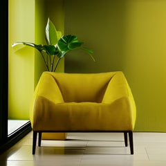 E-FURNITURE Winfrey Lazy chair Leatherette finish in mustard yellow colour