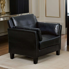 E- Furniture Archway Upholstered chair in leatherrette In Black Matte color