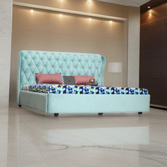 E-Furniture Tokyo King Size Non Storage Upholstered Bed In Teal Color - E-FURNITURE