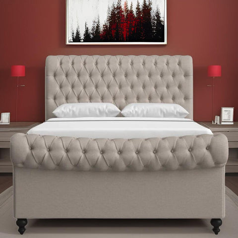 E-Furniture Madrid King Size Non Storage Upholstered Bed In Yellow Color - E-FURNITURE