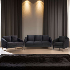 E-Furniture Eleganza 3+2+1 Sofa Pack In Black Color