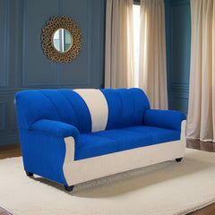 E-Furniture | Ocean Breeze 3-Seater, Bright Blue & Cream