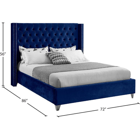 Royal Indigo | Tufted Upholstered Bed | Queen size in Navy Blue