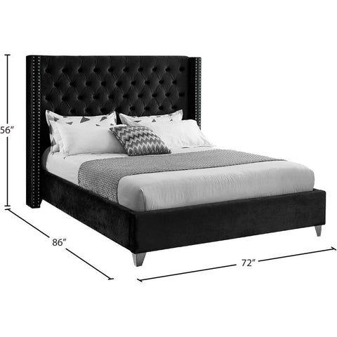 Midnight Lux | Tufted Upholstered Bed | Queen Size in Dark Grey Color