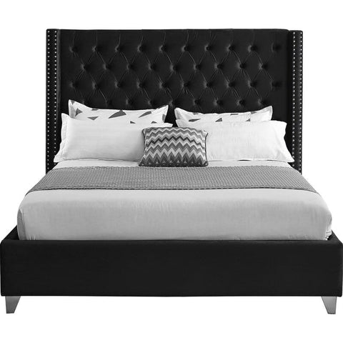 Midnight Lux | Tufted Upholstered Bed | Queen Size in Dark Grey Color