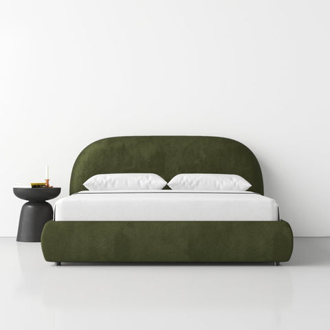 Verdant Rest | Green Upholstered Bed | Queen Size