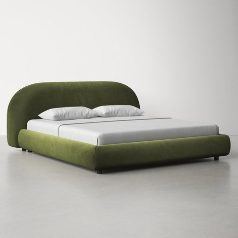 Verdant Rest | Green Upholstered Bed | Queen Size