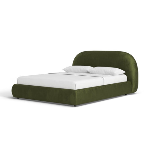 Verdant Rest | Green Upholstered Bed | Queen Size