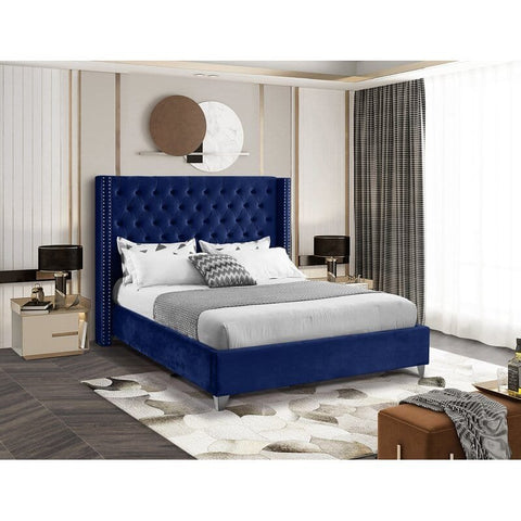 Royal Indigo | Tufted Upholstered Bed | Queen size in Navy Blue