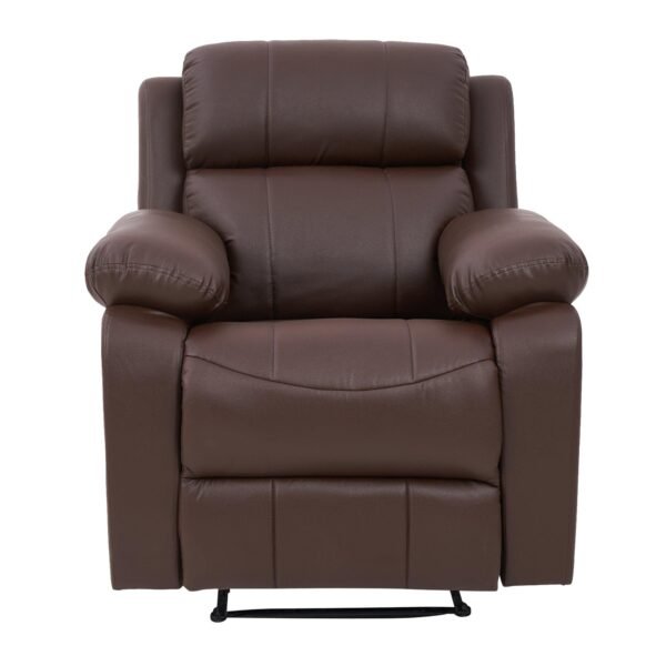 E-Furniture choco recliner single seater manual in brown color leatherette