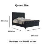E-Furniture Sydney Queen size Non storage upholstered bed in Black color - Image 2