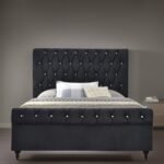 E-Furniture Sydney Queen size Non storage upholstered bed in Black color