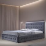 E-Furniture Italia King Size Non Storage Upholstered Bed In Grey Color - Image 5