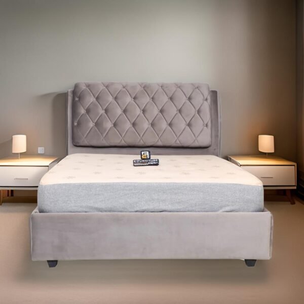 E-Furniture | LoftSpace King Size Bed with Side Storage, Slate Gray