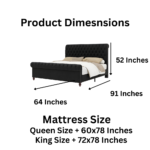 E-Furniture RegalRest Queen Size Non Storage Upholstered Bed In Dark Grey Color Queen Size - Image 3