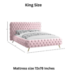 E-Furniture Paris King Size Non Storage Upholstered Bed In Pink Color - Image 3