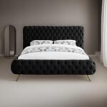 E-Furniture Atlanta King Size Non Storage Upholstered Bed In Black Color - Image 4