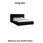 E-Furniture Atlanta King Size Non Storage Upholstered Bed In Black Color - Image 3