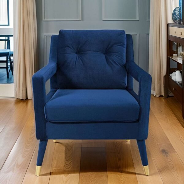 E- Furniture Milano arm chair for Living room in Navy Blue color velvet blue