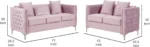 E-Furniture Velvita 3+2 Sofa Pack In Baby Pink Color - Image 6