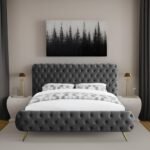 E-Furniture Atlanta King Size Non Storage Upholstered Bed In Dark Grey Color - Image 4