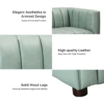 Pipedrive Sofa Couch In Peach Blue Color Leatherette by E-furniture - Image 4