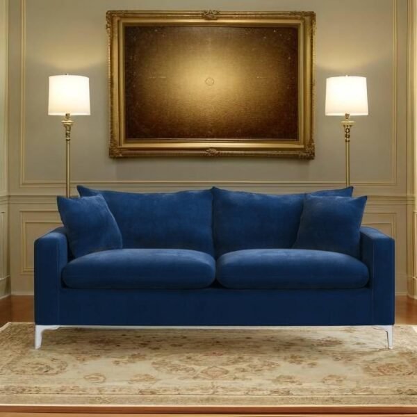 E-Furniture Philadelphia Couch | 5 Seater Couch In Blue Colour velvet grey