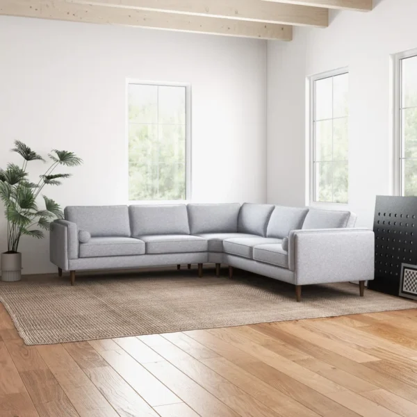 Power point Sectional Sofa Set in Light Grey Color by E-furniture