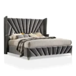 E-Furniture | Geometric Grace King-Size Upholstered Bed, Modernist Grey - Image 5