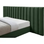 E-Furniture Luxury Upholstered Bed with Velvet Headboard, Teak Wood Frame In Green color - Image 5