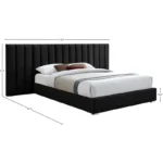 E-Furniture Luxury Upholstered Bed with Velvet Headboard, Teak Wood Frame In Grey color - Image 7