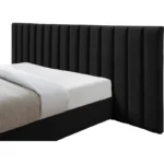 E-Furniture Luxury Upholstered Bed with Velvet Headboard, Teak Wood Frame In Grey color - Image 8