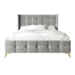 E-Furniture Light Grey King size Upholstered Fabric Bed Frame – Contemporary Design - Image 4
