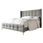 E-Furniture Light Grey King size Upholstered Fabric Bed Frame – Contemporary Design - Image 2