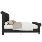 E-Furniture RegalRest Queen Size Non Storage Upholstered Bed In Dark Grey Color Queen Size - Image 2