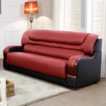 iCloud Sofa Couch In Black Maroon and black Leatherette by E-furniture