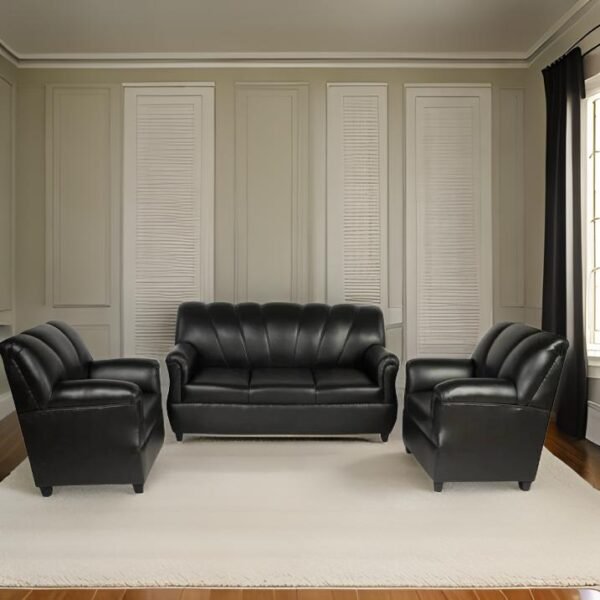 Arica Sofa Pack for Living room In black leatherette