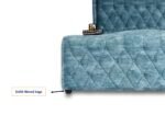 E- Furniture |Torres King size Upholstered Teak bed Without storage, Blue Color - Image 2