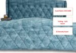E- Furniture |Torres King size Upholstered Teak bed Without storage, Blue Color - Image 5