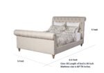 E-Furniture | Cambridge Luxe Upholstered Queen Size Bed, Antique Beige - Image 6