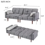 E-Furniture Kaspersky Sofa Cum Bed | Sofa Cum Bed In Grey Color - Image 3