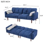 E-Furniture Kaspersky Sofa Cum Bed | Sofa Cum Bed In Blue Color - Image 2