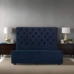 E-Furniture | Athena Royale Upholstered King Size Bed, Midnight Blue