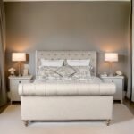 E-Furniture | Cambridge Luxe Upholstered Queen Size Bed, Antique Beige
