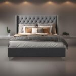 E-FURNITURE York Queen Size Without Storage Upholstered Bed In Grey Color - Image 6