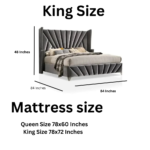 E-Furniture | Geometric Grace King-Size Upholstered Bed, Modernist Grey - Image 6