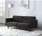 Maple Nest | Modern Tufted Sofa Cum Bed, Dark Brown